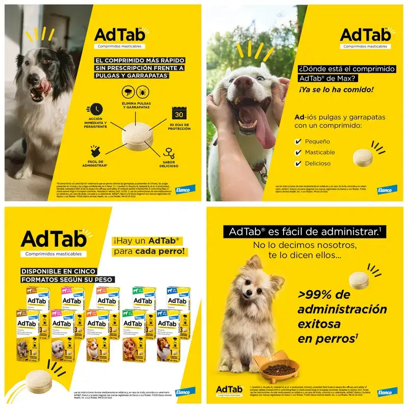 Adtab 225 mg Μασώμενα δισκία για σκύλους 5,5-11 kg, 2 δισκία