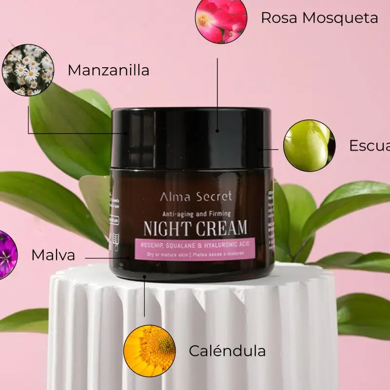 Alma Secret Αναζωογονητική Κρέμα Νύχτας κατά της Γήρανσης με Ροδόλαδο, Σκουαλάνιο & Υαλουρονικό Οξύ.