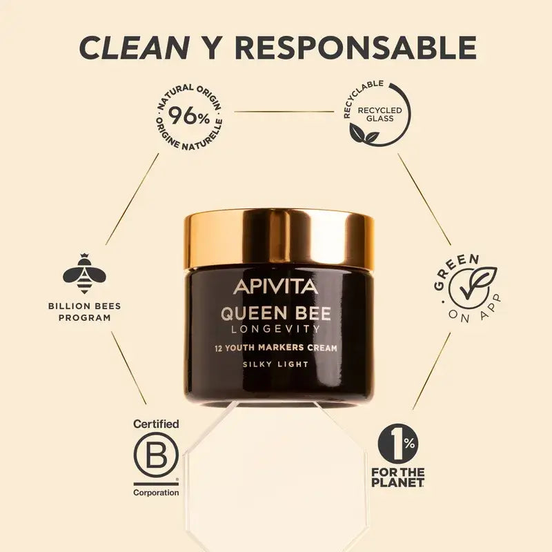 Apivita Queen Bee Longevity Ελαφριά Κρέμα με 12 Σημεία Νεότητας, 50 ml
