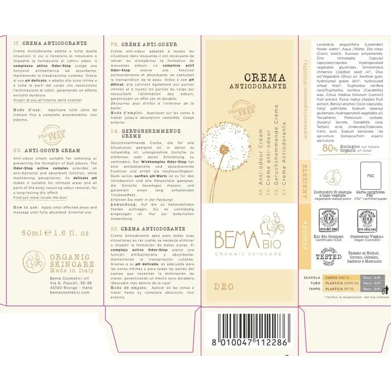 Bema Κρέμα κατά της κακοσμίας, 50 ml