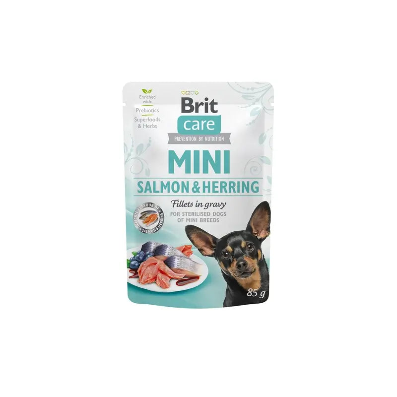 Brit Care Dog Mini Σολομός και Ρέγγα, Σακουλάκι 24x85 γραμμάρια