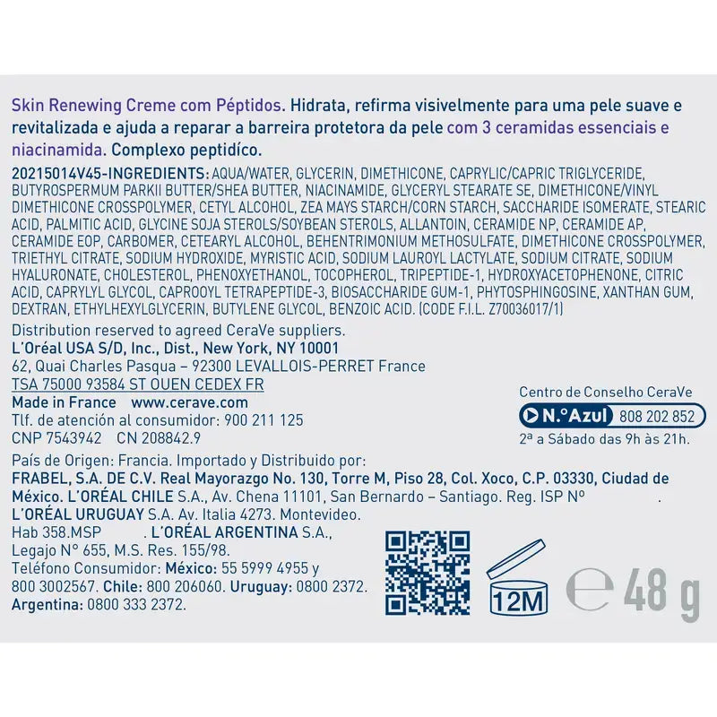Cerave Skin Renewing Κρέμα με πεπτίδια, 48 ml