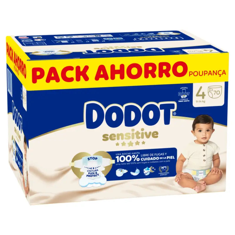 Dodot Sensitive Μέγεθος 4 9 Kg, 14 Kg, 140 πάνες + μαντηλάκια 6X48