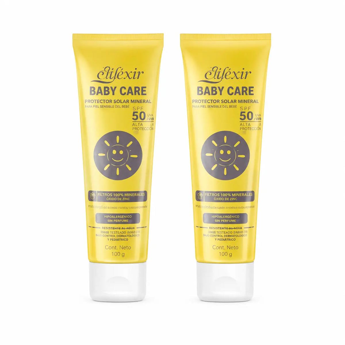 Elifexir Baby Care Αντηλιακή Κρέμα με Ορυκτά SPF+50 για Ευαίσθητο Δέρμα 100 ml, συσκευασία 2 τεμαχίων