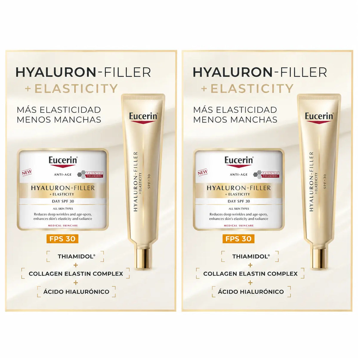 Eucerin Pack Hyaluron Filler Elasticity Κρέμα Ημέρας SPF30 50 ml + Κρέμα για την περιοχή των ματιών 15 ml, συσκευασία 2 τεμαχίων