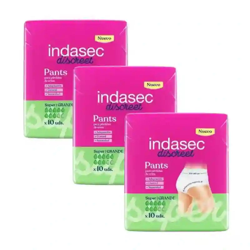 Indasec Discreet Pant Σλιπ ακράτειας, μέγεθος Super Large, 3 x 10 τεμάχια