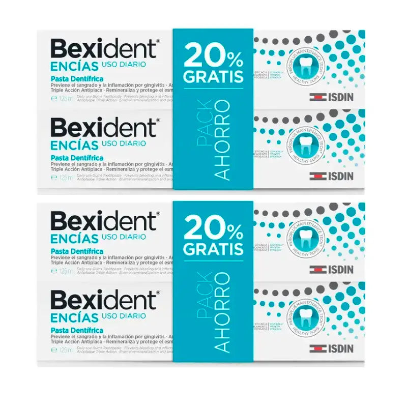 Isdin Bexident Οδοντόκρεμα για τα ούλα, συσκευασία 4 x 125 ml