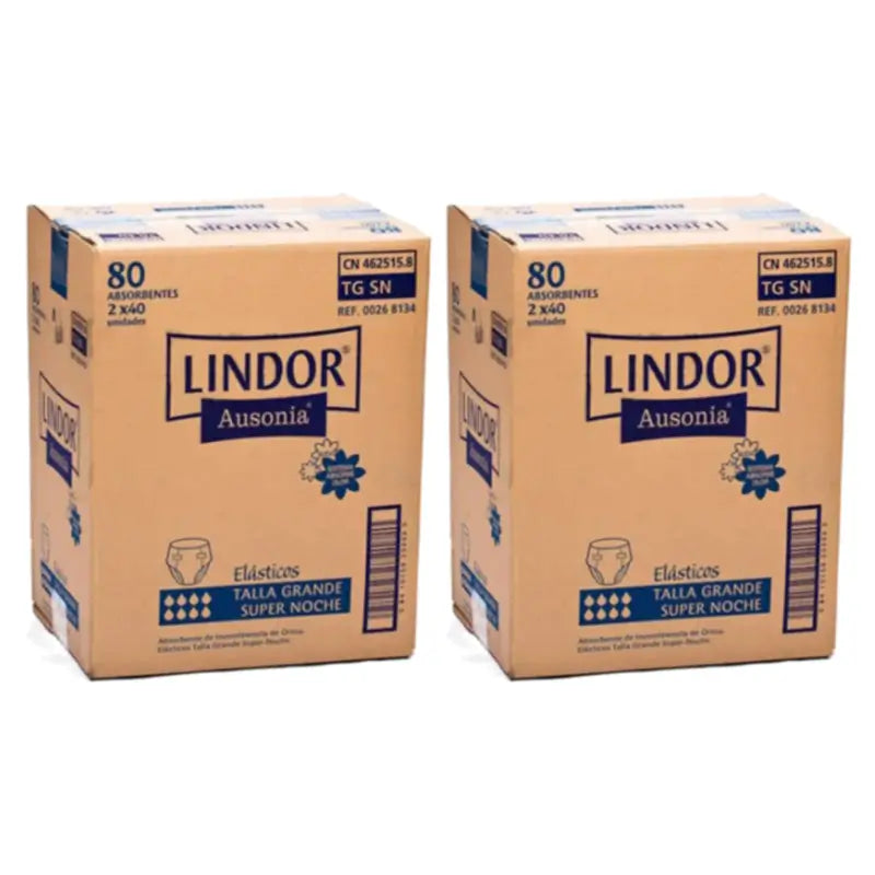 Lindor Ελαστικές Πάνες Super Noche Μέγεθος L, Συσκευασία 2 x 80 τεμάχια