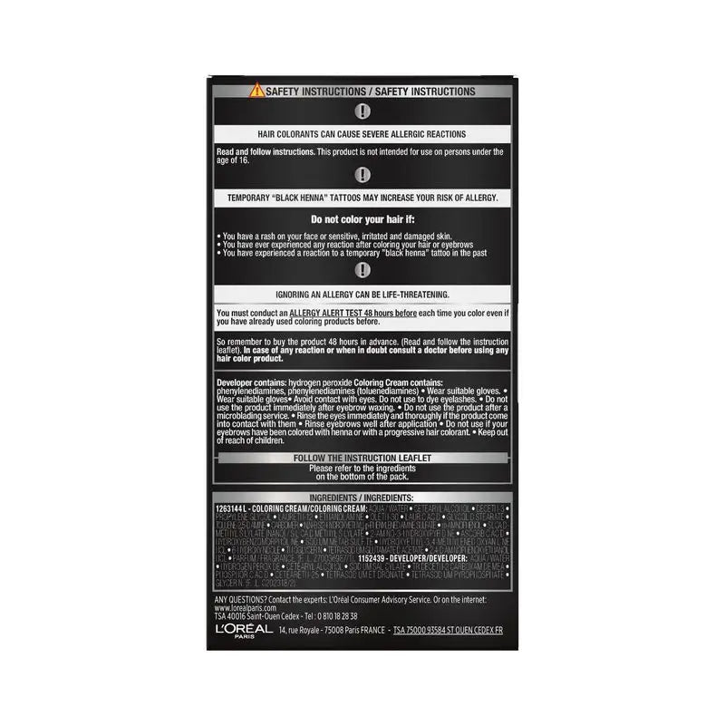 L'Oréal Paris Brow Color Ημιμόνιμη βαφή φρυδιών 1.0 Μαύρο