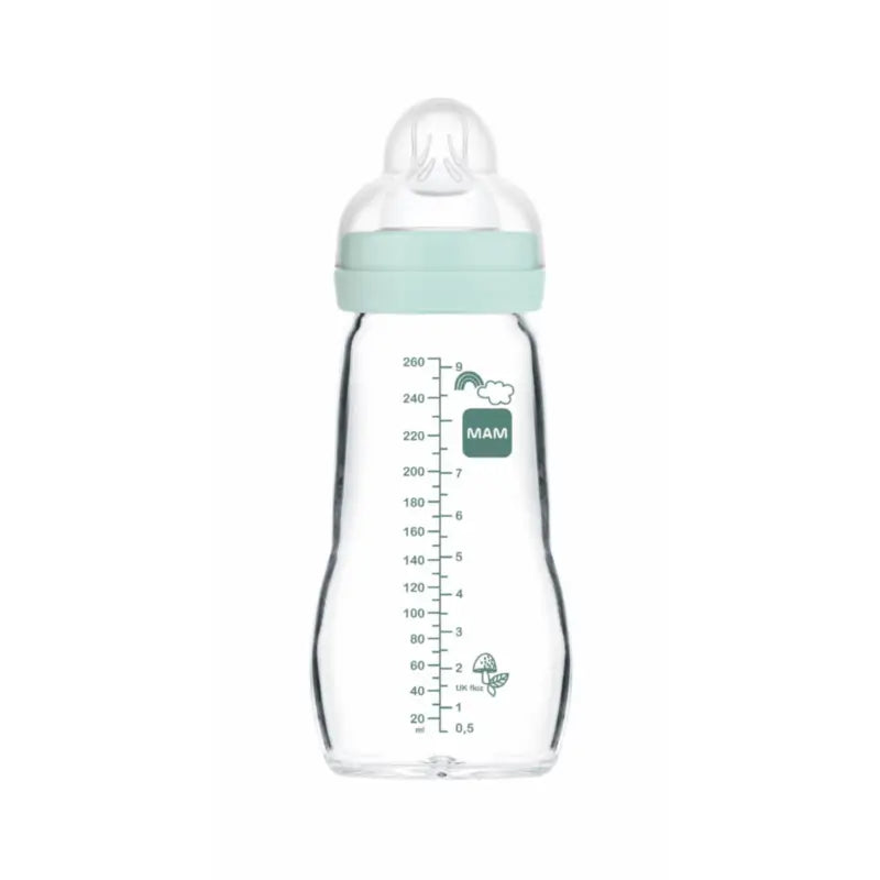 Mam Baby Γυάλινο μπιμπερό Feel Good Ματ Μπλε, 260 ml