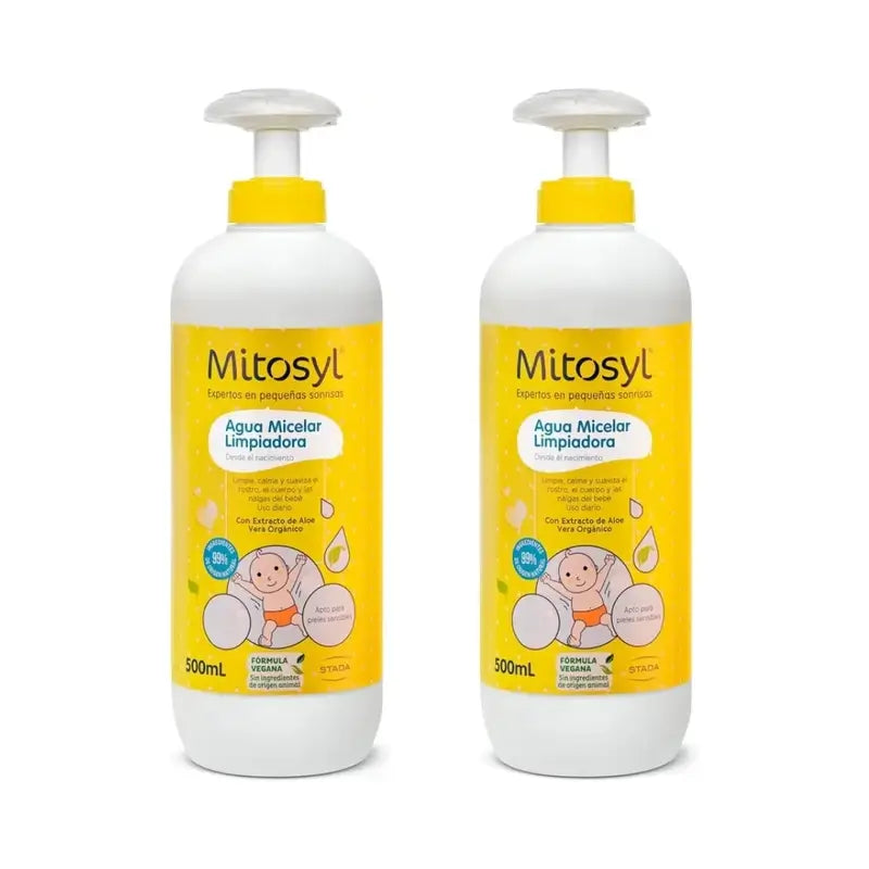 Mitosyl Μικκυλιακό Νερό Χωρίς Ξέβγαλμα για Μωρά, 2Χ500 ml