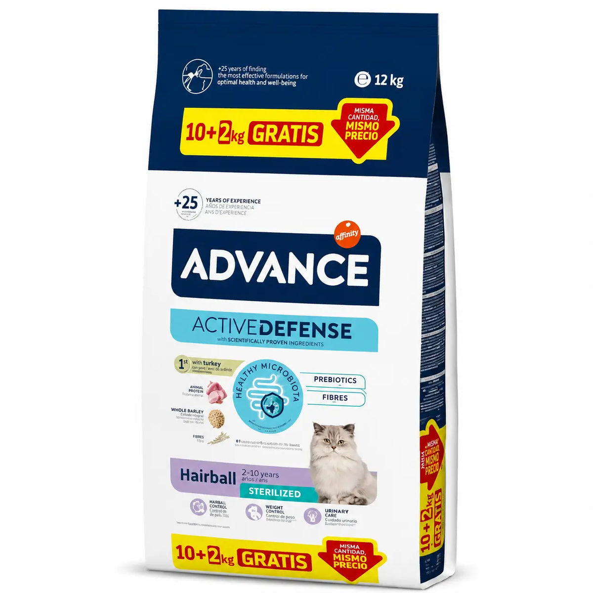 Advance Hairball τροφή για στειρωμένες γάτες με γαλοπούλα, 10+2 kg