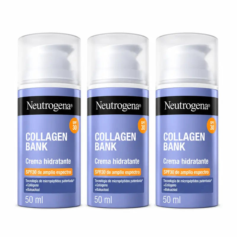 Neutrogena Collagen Bank Ενυδατική Κρέμα Προσώπου SPF 30, Συσκευασία 3 x 50 ml