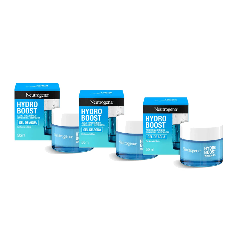 Neutrogena Hydro Boost Gel De Agua Ενυδατική Κρέμα Προσώπου για Κανονικό και Μικτό Δέρμα, Συσκευασία 3 x 50 ml