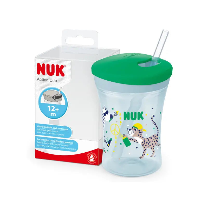 Nuk Action Cup Ποτήρι Εκμάθησης +12 Μήνες Λεοπάρδαλη (Πράσινο), 230 ml