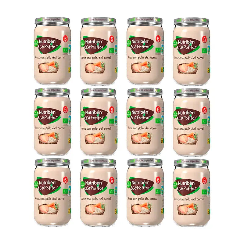 Nutriben Potito Eco Ρύζι με κοτόπουλο ελεύθερης βοσκής, 12 x 235 γρ.