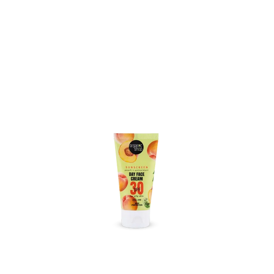 Organic Shop Κρέμα Ημέρας για το Πρόσωπο με Αντηλιακή Προστασία Ροδάκινο + Αντιοξειδωτικά SPF 30, 50 ml