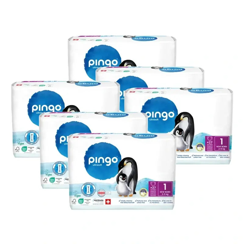 Pingo Οικολογικές Πάνες Μέγεθος 1 (2-5 κιλά), 6X27 τεμάχια