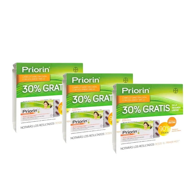 PriorIn Duplo Υγιή Μαλλιά Χωρίς Τριχόπτωση, 2 x 60 κάψουλες, συσκευασία 3 τεμαχίων (360 κάψουλες)