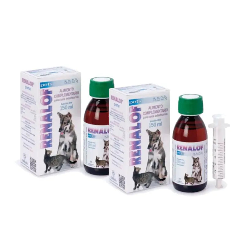Renalof Pets Πόσιμο διάλυμα Συμπληρωματική τροφή για νεφρικές διαταραχές, συσκευασία 2 x 150 ml