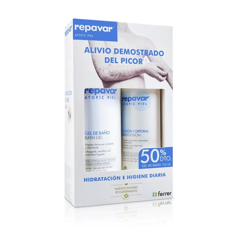 Repavar Atopic Piel Pack: Τζελ 750 ml + Λοσιόν 500 ml, έκπτωση 50%