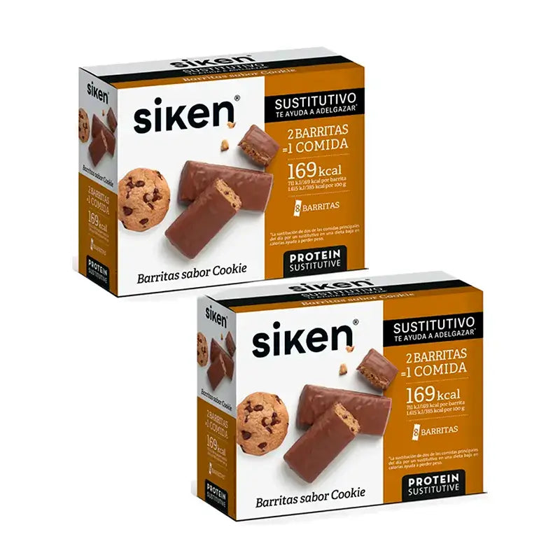 Siken Υποκατάστατο Μπάρες Cookie, Συσκευασία 2 x 8 τεμάχια