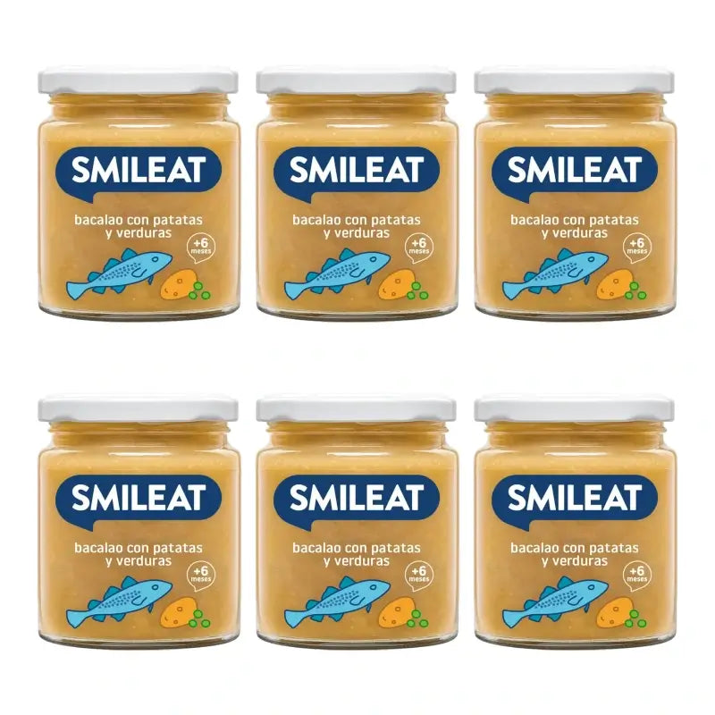 Smileat Βαζάκι με μπακαλιάρο, πατάτες και λαχανικά 230 g, συσκευασία 6 τεμαχίων