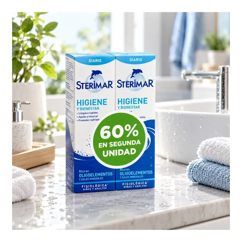 Sterimar για τη ρινική συμφόρηση, Πακέτο με 60% δωρεάν στη 2η μονάδα, 100 + 100 ml