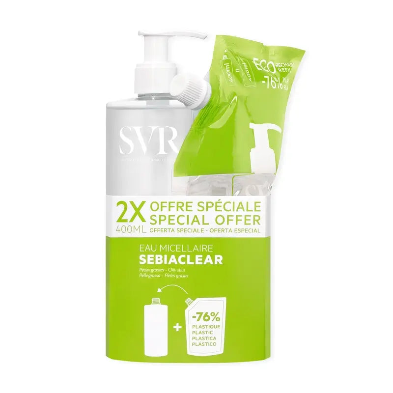 Svr Sebiaclear Μικκυλιακό Νερό 400 ml + Οικολογική Αναπλήρωση 400 ml