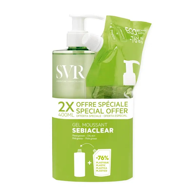Svr Sebiaclear Αφρώδες Τζελ 400 ml + Οικολογική Ανταλλακτική Συσκευασία 400 ml
