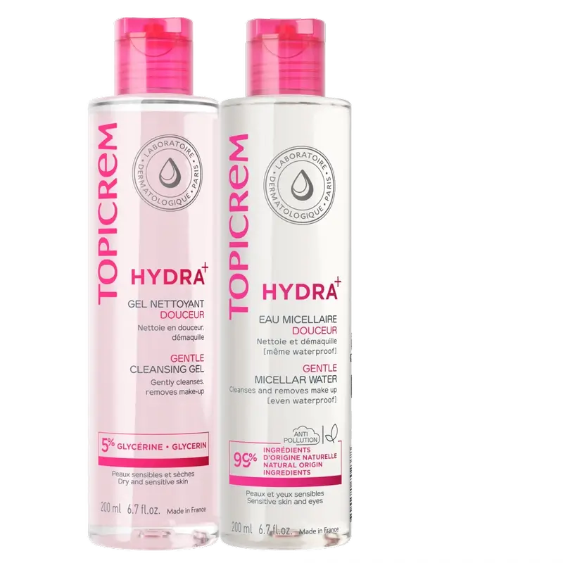 Topicrem Hydra+ Pack: Τζελ καθαρισμού 200 ml + Μικελικό νερό 200 ml 40 %