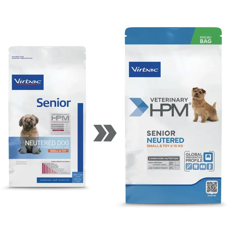 Virbac Hpm Senior Dog Neutered Small & Toy 3kg, τροφή για σκύλους