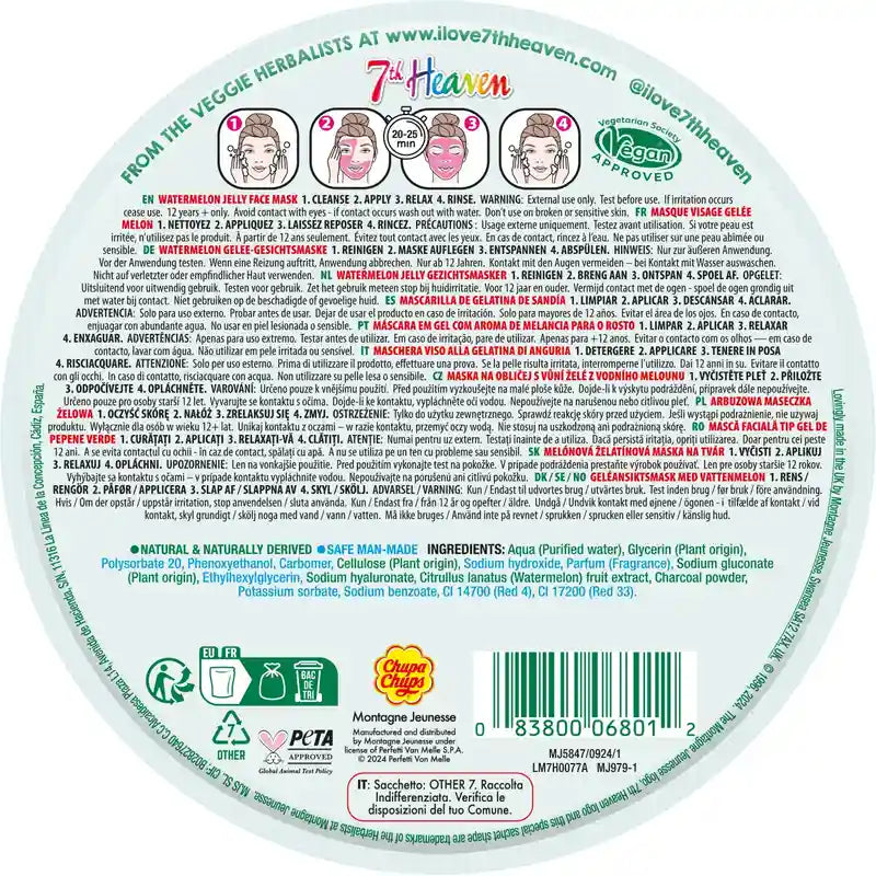 7 Heaven Μάσκα Jelly Chupa Chups Καρπούζι