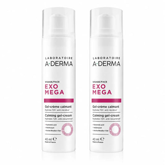 A-Derma Exomega Καταπραϋντική Κρέμα-Τζελ Προσώπου, 40 ml, συσκευασία 2 τεμαχίων