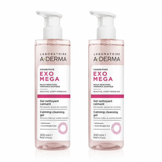 A-Derma Exomega Καταπραϋντικό Τζελ Καθαρισμού Προσώπου, 200 ml, συσκευασία 2 τεμαχίων