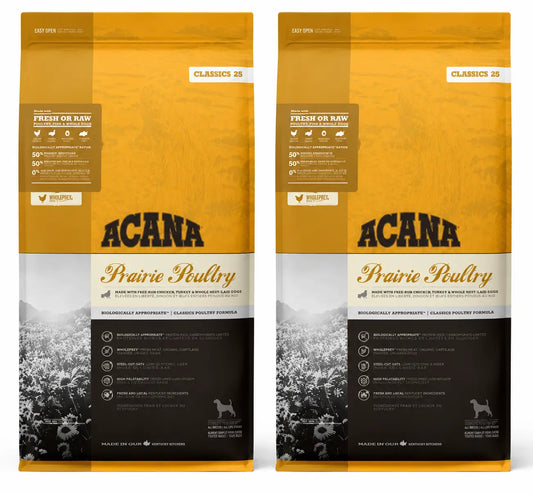 Acana Canine Adult Classics Prairie Poultry 14,5 Kg, Τροφή για σκύλους, συσκευασία 2