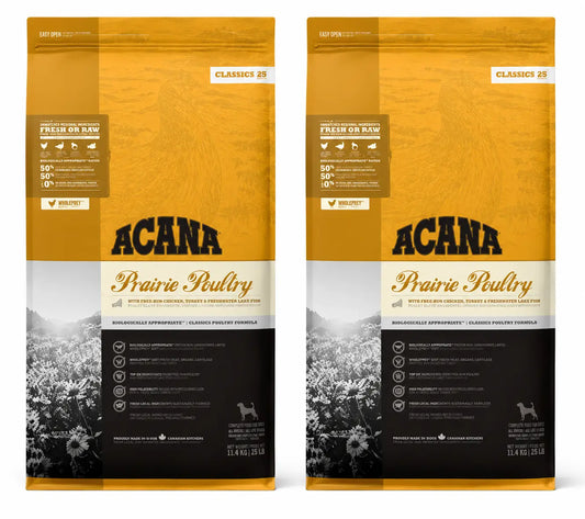 Acana Canine Adult Classics Prairie Poultry 9,7 Kg Τροφή για σκύλους, συσκευασία 2