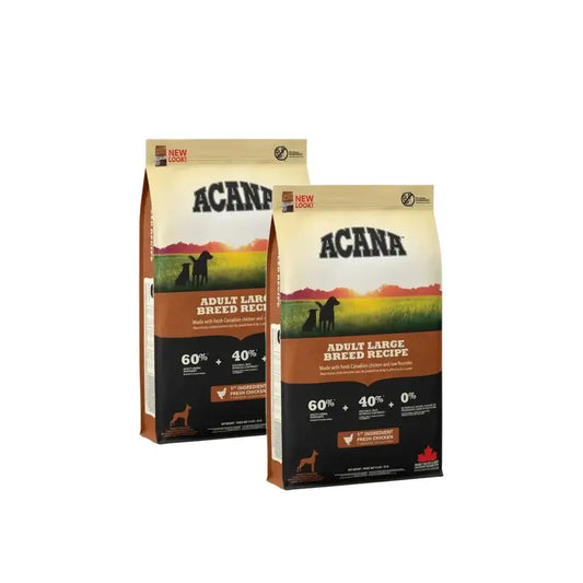 Acana Canine Adult Heritage για μεγάλες φυλές σκύλων 17Kg, τροφή για σκύλους, συσκευασία 2