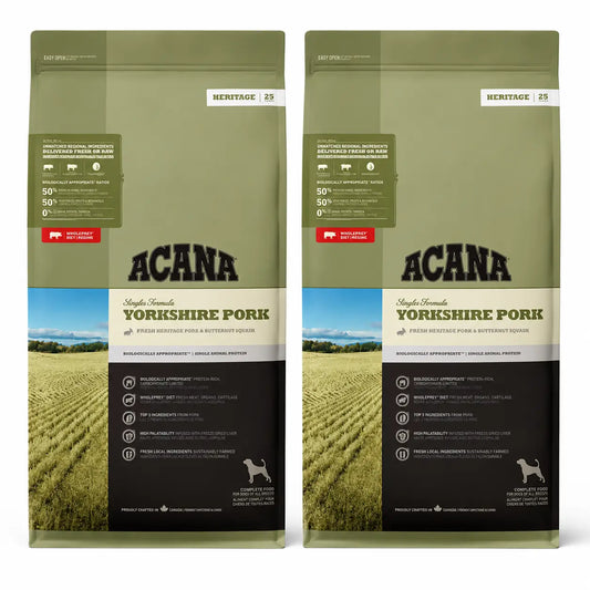 Acana Canine Adult Singles Yorkshire Pork 11,4 Kg Τροφή για σκύλους, συσκευασία 2