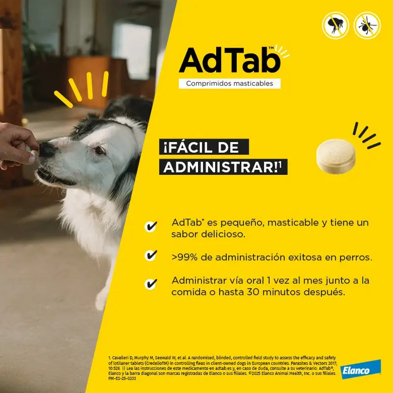 Adtab 225 mg Μασώμενα δισκία για σκύλους 5,5-11 kg, 2 δισκία