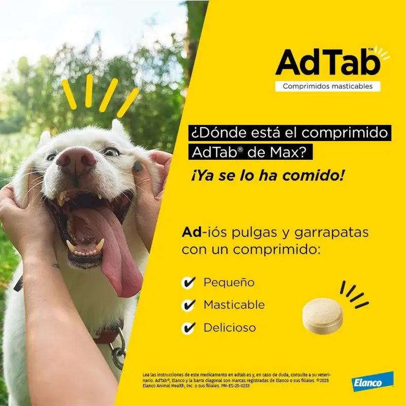Adtab 225 mg Μασώμενα δισκία για σκύλους 5,5-11 kg, 2 δισκία