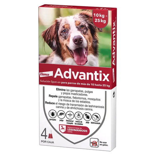 Advantix Αντιπαρασιτικές Σταγονόμετρα για Σκύλους 10 έως 25 Kg, 4 τεμάχια x 2,5 ml