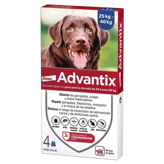 Advantix Αντιπαρασιτικές Σταγονόμετρα για Σκύλους άνω των 25 κιλών, 4 τεμάχια × 4 ml