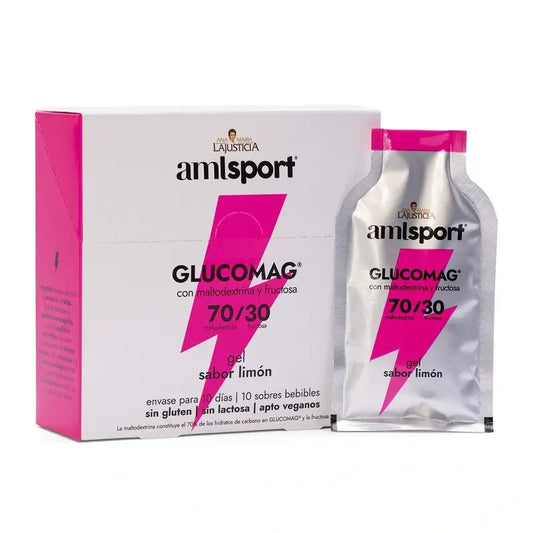 AML SPORT Glucomag 70/30 τζελ με γεύση λεμόνι, 10 φακελάκια των 30 ml 