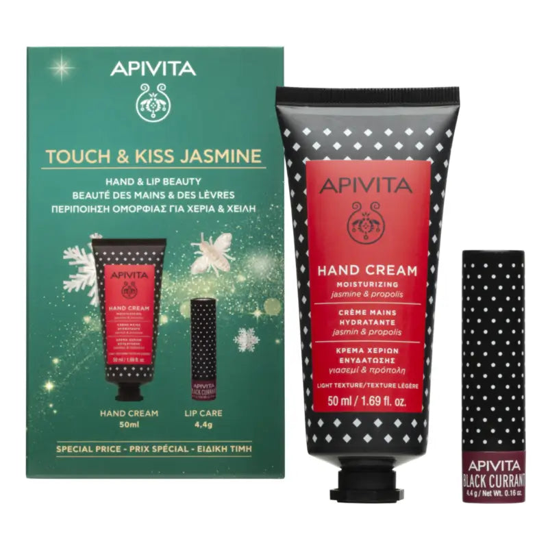 Apivita Σετ Κρέμα Χεριών με Γιασεμί + Κρέμα Χειλιών με Μαύρο Φραγκοστάφυλο, 50 + 4,4 ml