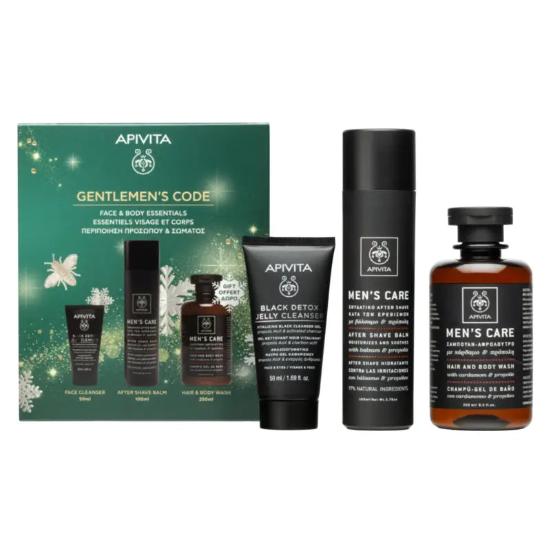 Apivita Σετ Mencare Aftershave + Black Detox + Δώρο, 100 + 50 + 250 ml