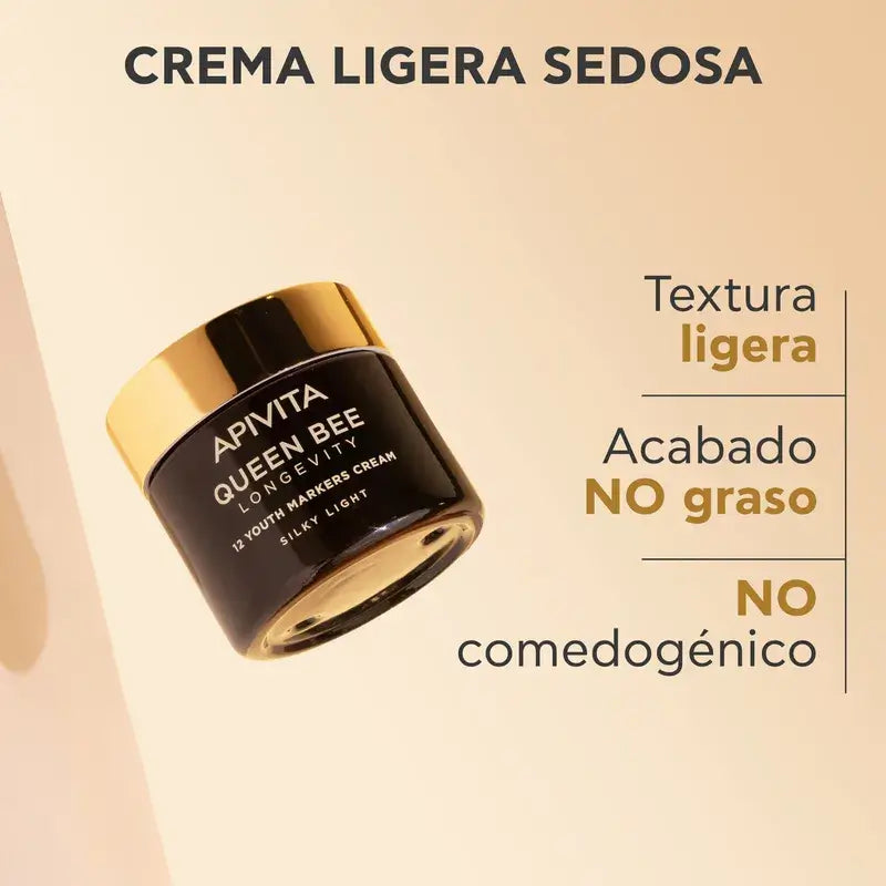Apivita Queen Bee Longevity Ελαφριά Κρέμα με 12 Σημεία Νεότητας, 50 ml