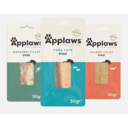 Applaws Cat Snack: Φιλέτο Σκουμπριού, Σολομού, Τόνου (ποικιλία), 12x30 γρ.