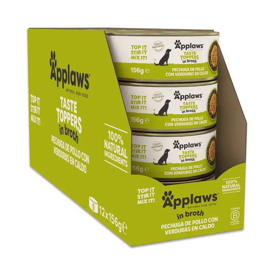 Applaws Dog Κονσέρβα Topper με κοτόπουλο και λαχανικά σε ζωμό 12X156Gr