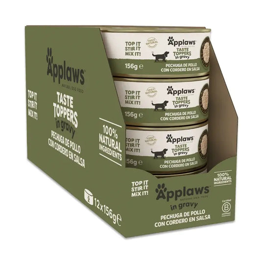 Applaws Dog Κονσέρβα Topper με κοτόπουλο και αρνί σε σάλτσα 12X156Gr